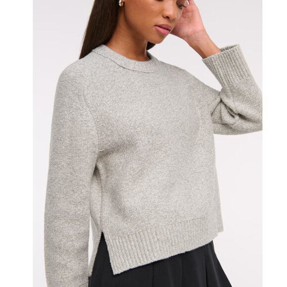 Abercrombie & Fitch Madeline Textural Crew Sweater Light Gray - Picture 3 of 9